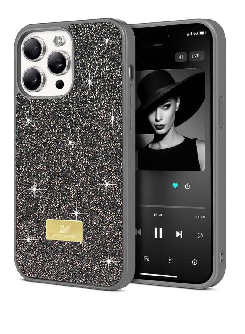 Case For iPhone 15 Pro Max 6.7-inch Case Glitter, Sparkle Diamond Crystal Bling Case with Bling, Ultra Thin Lightweight Full Body Shockproof Anti-Scratch Protective Cover (Gray)