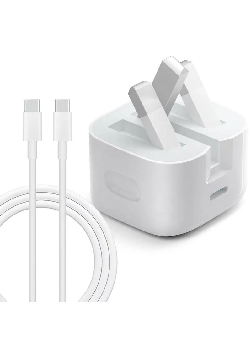 محول طاقة USB-C بقوة 20 وات - شحن سريع مع كابل USB-C إلى USB-C - Image 1