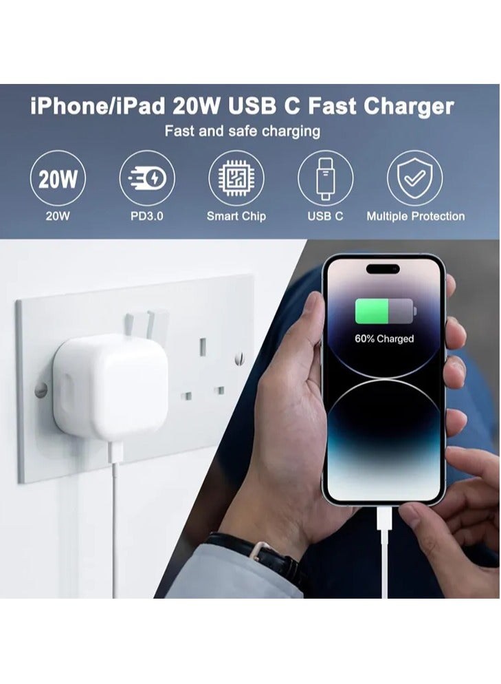 محول طاقة USB-C بقوة 20 وات - شحن سريع مع كابل USB-C إلى USB-C - Image 2