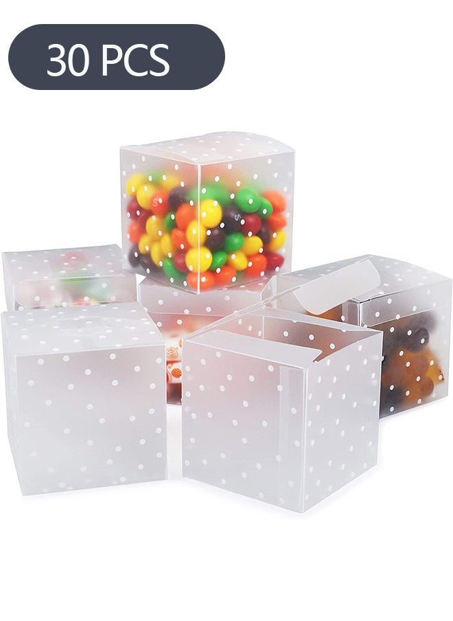 Ant 30-Piece PVC Transparent Square Candy Boxes, Plastic Gift Boxes with White Polka Dot, Cube Box for Candy Chocolate Gift Packing(6x6x6cm)  - Image 1