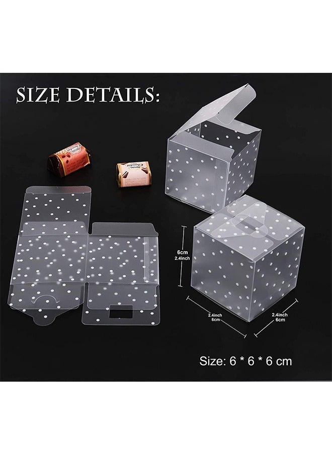 Ant 30-Piece PVC Transparent Square Candy Boxes, Plastic Gift Boxes with White Polka Dot, Cube Box for Candy Chocolate Gift Packing(6x6x6cm)  - Image 2
