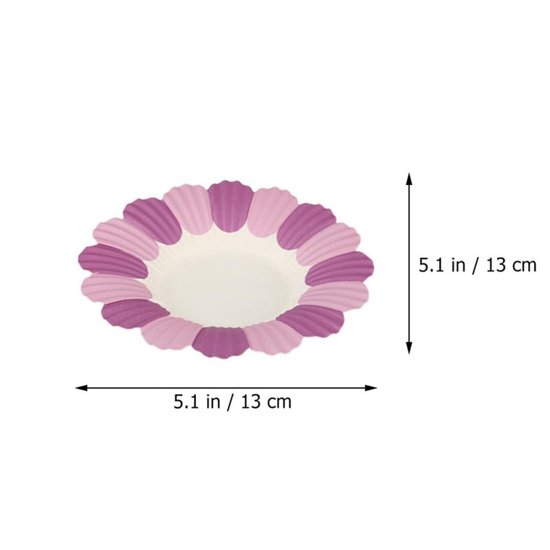 Flower Shaped Disposable Paper Plates 50 Pieces Floral Dessert Tableware For Party Home Holiday Supplies Random Color - Image 3