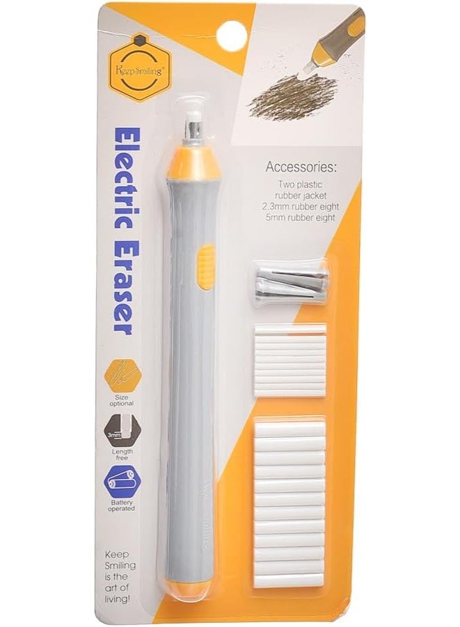 Keep Smiling Electric Eraser With 2 Plastic Rubber Jacket, 8 2.3mm Rubber & 8 5mm Rubber - No:EE-0002 - Image 1