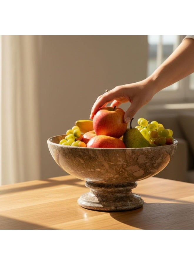 RADICALn Handmade Oceanic Marble Fruit Bowl 10 Inch Pedestal Serving Bowl Decorative Centerpiece Candy Bowl Kitchen Counter Dining Table Home Decor Gift - Image 3
