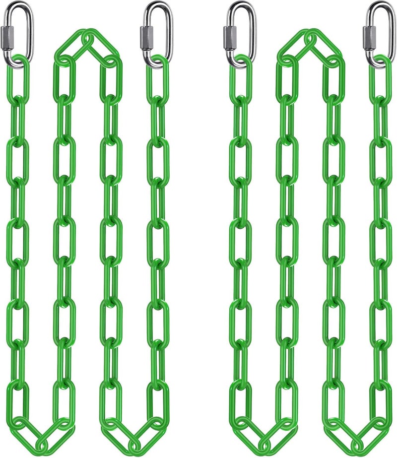 BeneLabel 2Pcs 100" Swing Chain with Carabiners 1000 LBs Capacity Heavy Duty Coated Hanging Chains Porch Swing Chains with Hooks Green Chain for Hammock Chairs, Tree Swing, Hanging Chair, Punching Bags - Image 1