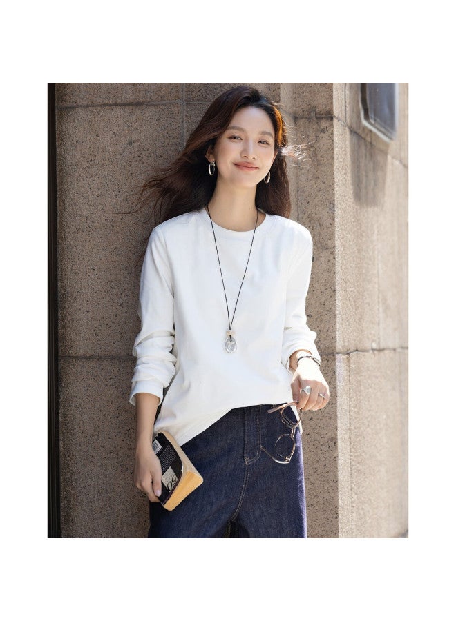 dme Demana [90% Goose Down Double-sided Fleece] Women's Winter Multi-layer Warmth Thickened Fleece Crew Neck Straight Fit T-shirt - Image 5