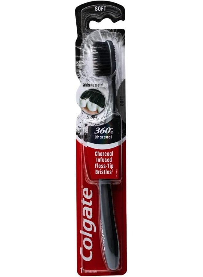 Colgate 360 Charcoal Infused Toothbrush FlossTip Bristles Soft Colors Vary Pack of 6 - Image 5