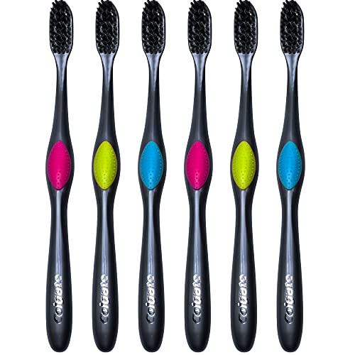 Colgate 360 Charcoal Infused Toothbrush FlossTip Bristles Soft Colors Vary Pack of 6 - Image 3