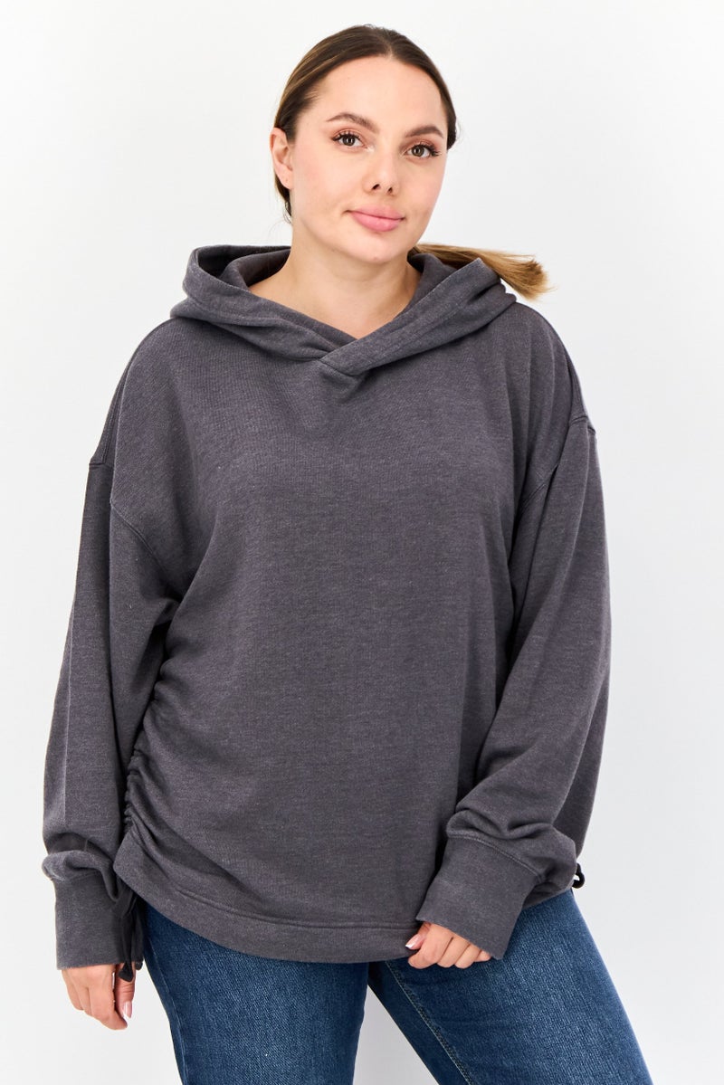 Aerie Women Long Sleeve Solid Hoodie, Grey - Image 1