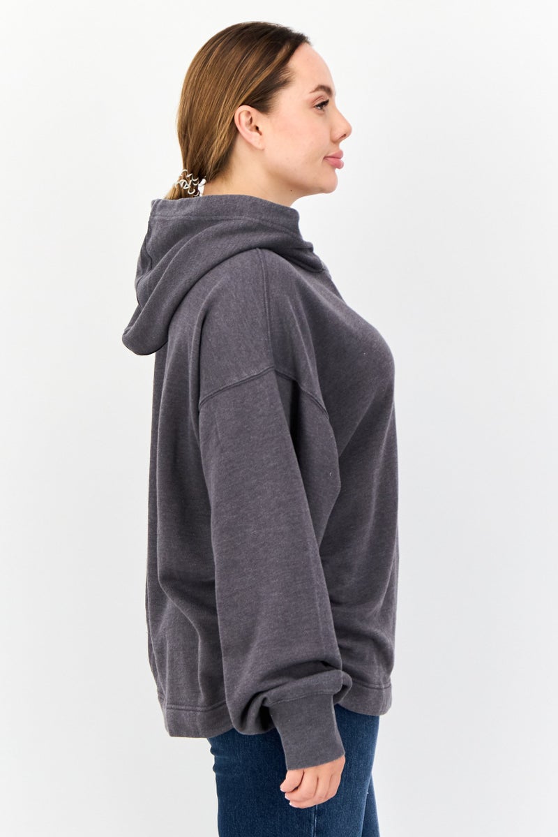 Aerie Women Long Sleeve Solid Hoodie, Grey - Image 2