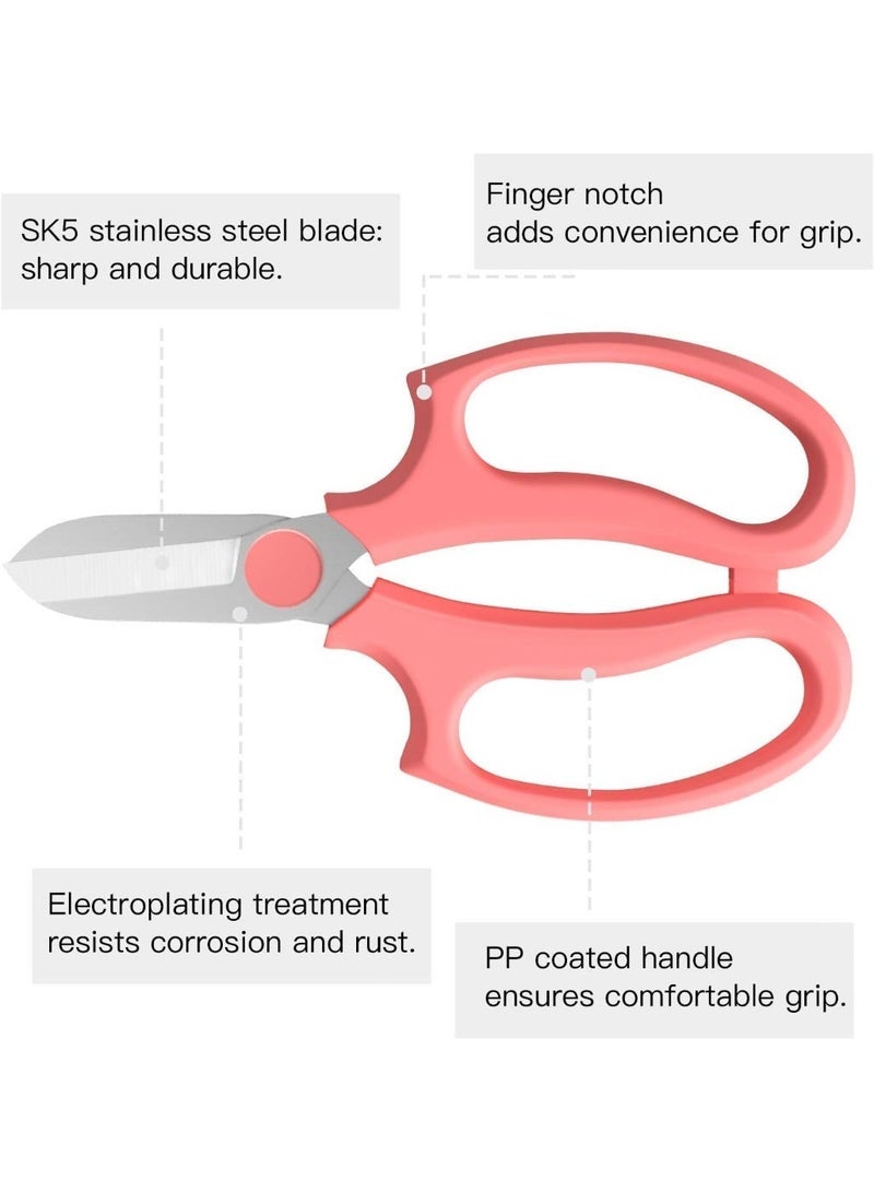 Floral Shears, Premium Steel Garden Pruning Shears Floral Fruits Leaf Scissors Hand Pruner Snip Trimming Tool for Gardening Flower Arrangement, Pink - Image 1