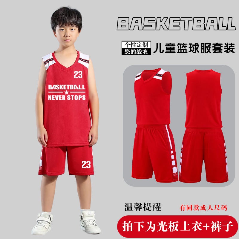 Generic Childrens Basketball Uniform Set Mens Basketball Team Uniform Jersey Basketball Training Camp School Sports Meeting Childrens Basketball Team Uniform Number Printing Red#a115