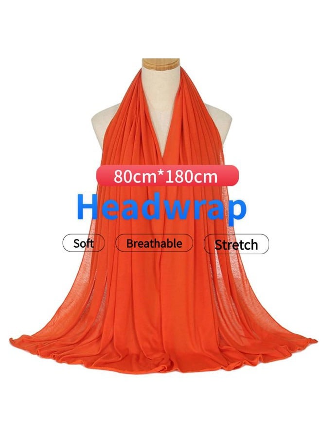 Harewom Headwrap for Black Women Long and Large Solid Color Hair Wrap Scarves Lightweight Headscarf Orange - Image 2