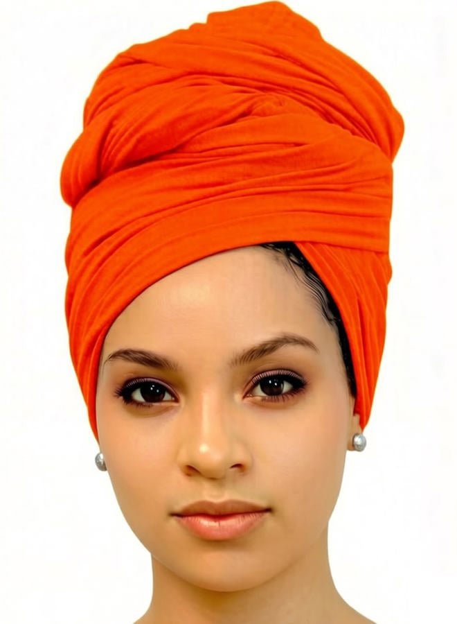 Harewom Headwrap for Black Women Long and Large Solid Color Hair Wrap Scarves Lightweight Headscarf Orange - Image 1