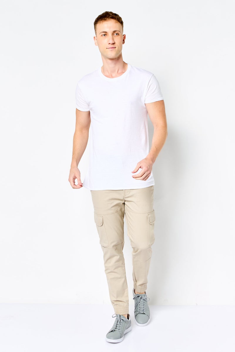 DKNY Men Regular Fit Solid Cargo Pants, Beige - Image 2