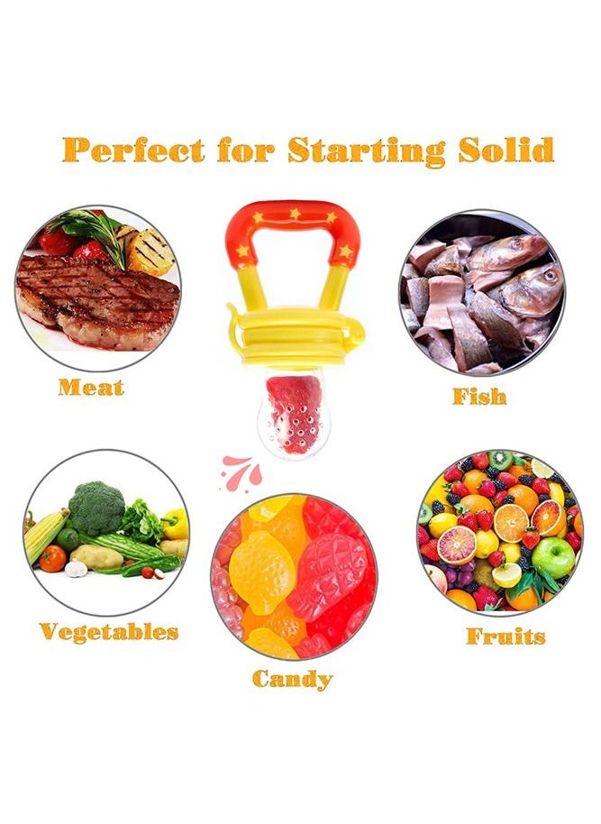 Generic - 2-Piece Baby Food Feeders, Soft Chewable Silicone Teething Pacifiers with High-quality and Non-toxic Material, Lightweight Design Fruit Teethers for Toddler Infant, Orange/Yellow - Image 1