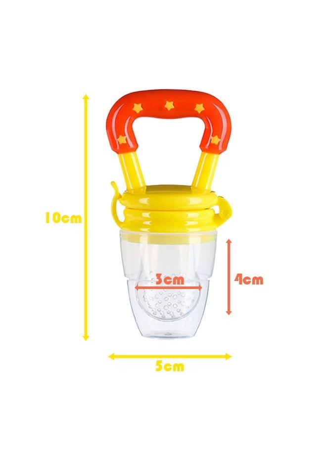 Generic - 2-Piece Baby Food Feeders, Soft Chewable Silicone Teething Pacifiers with High-quality and Non-toxic Material, Lightweight Design Fruit Teethers for Toddler Infant, Orange/Yellow - Image 1