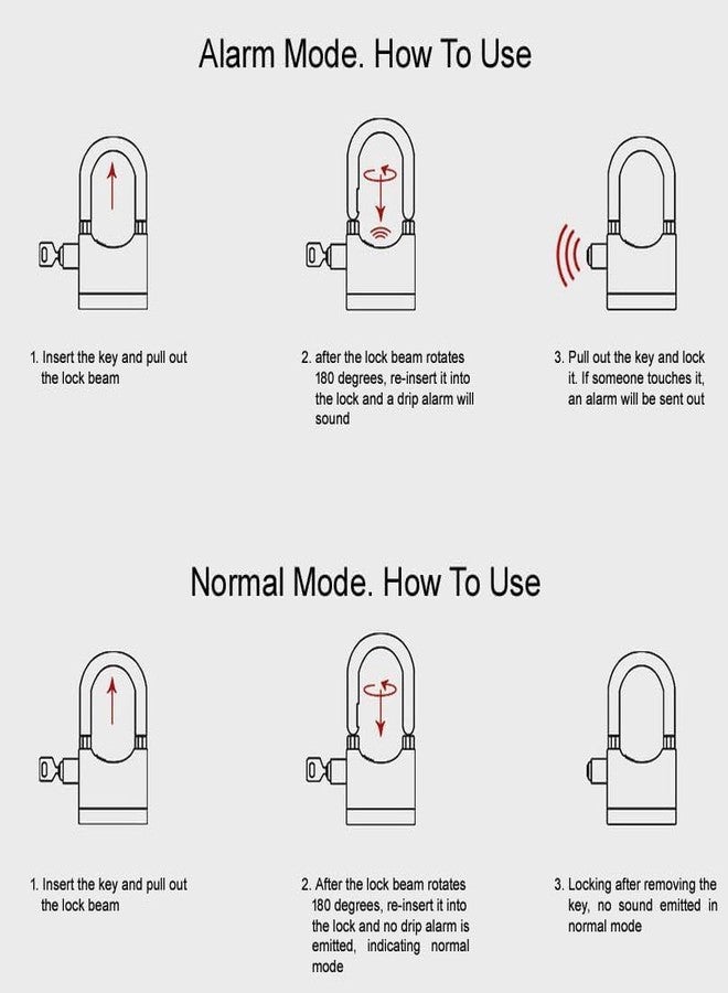 LEKORED Alarm Lock Siren Motion Sensor safty for Home Anti Theft System Security Pad Lock House Office Cycle Bike (1Pc, Black) - Image 5