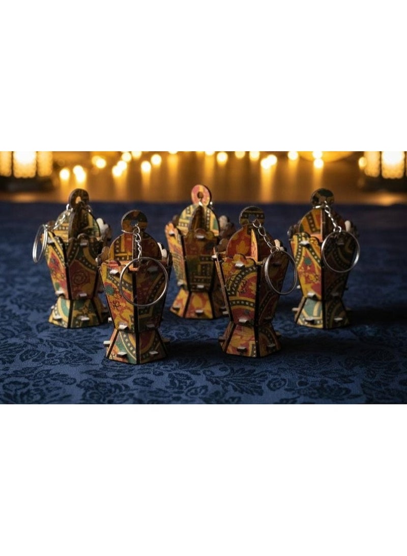 Ramadan lantern keychains, wooden lantern keychains, 6 colors - Image 1