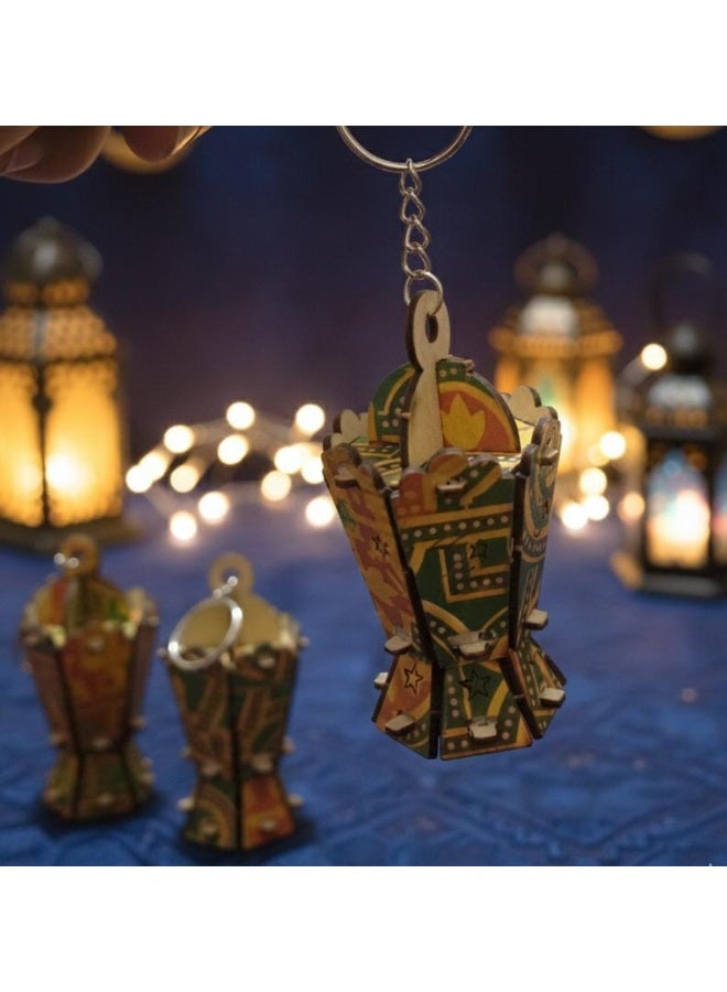 Ramadan lantern keychains, wooden lantern keychains, 6 colors - Image 2