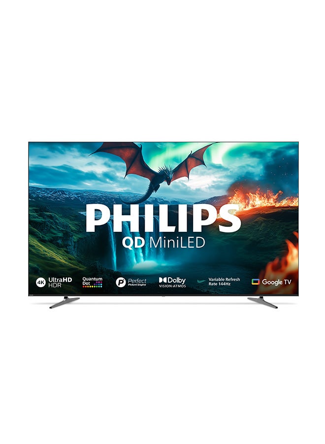 Philips 100 inch QD MiniLED 4K Google TV | 144Hz HDMI 2.1 Gaming TV with VRR & ALLM | Dolby Vision, Dolby Atmos | Premium Smart TV 100MLED800/56 black