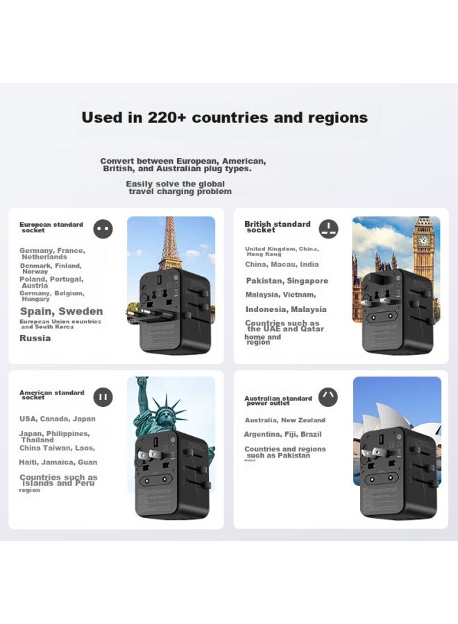 Delixi Pd45w Fast Charging Universal Adapter/international Travel Converter For Uk, Eu, Us, Au, Japan Compatible Without Switch - Image 3