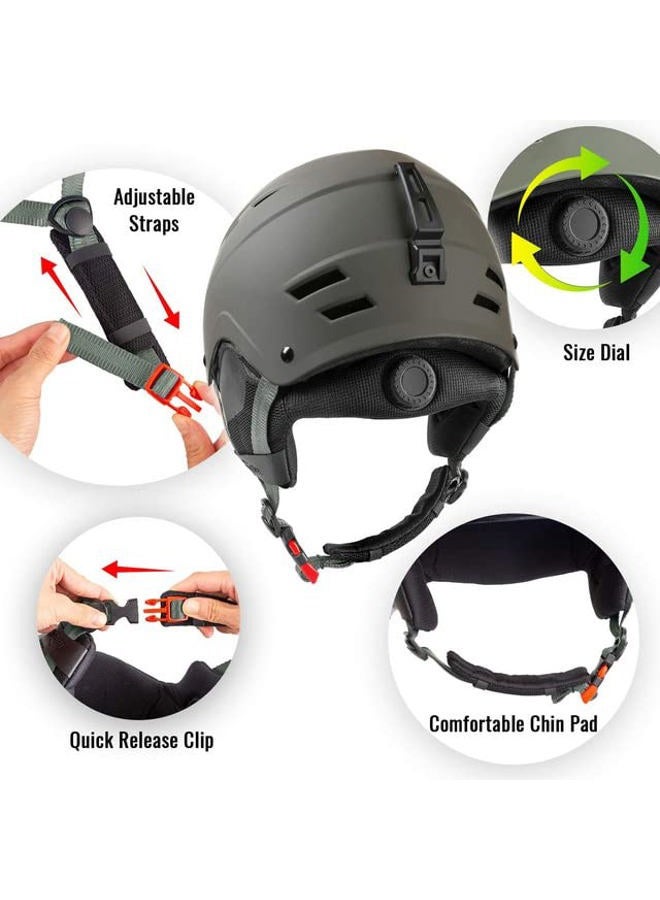 TurboSke (V2020-S (20"-21.75"/51-55cm), Gray & Audio Compatible) - Ski Helmet, Snow Sports Helmet, Snowboard Helmet Men Women Youth - Image 4