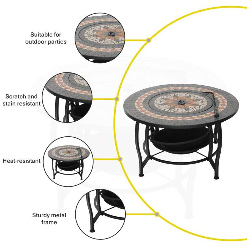 Pan Home طاولة نار معدنية مزخرفة - سوداء - Image 3