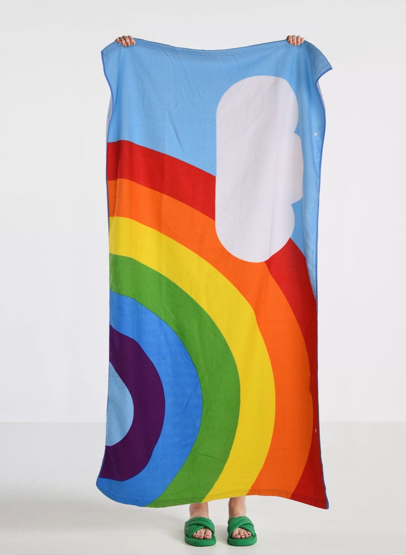 2pcs/pack Beach Towel, Microfibre Towel, 150 x 75 cm, Bath Towel, Beach Towel, Quick Drying, Lightweight, rainbow design - Image 5
