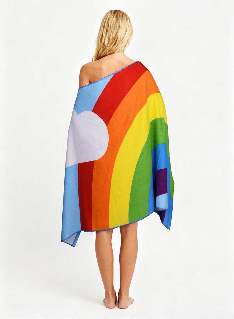 2pcs/pack Beach Towel, Microfibre Towel, 150 x 75 cm, Bath Towel, Beach Towel, Quick Drying, Lightweight, rainbow design - Image 4