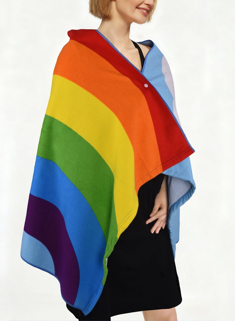 2pcs/pack Beach Towel, Microfibre Towel, 150 x 75 cm, Bath Towel, Beach Towel, Quick Drying, Lightweight, rainbow design - Image 3