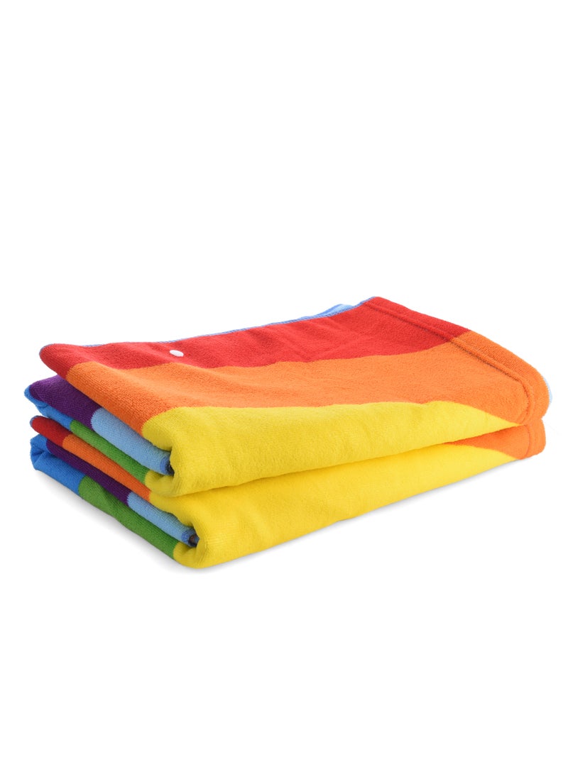 2pcs/pack Beach Towel, Microfibre Towel, 150 x 75 cm, Bath Towel, Beach Towel, Quick Drying, Lightweight, rainbow design - Image 1