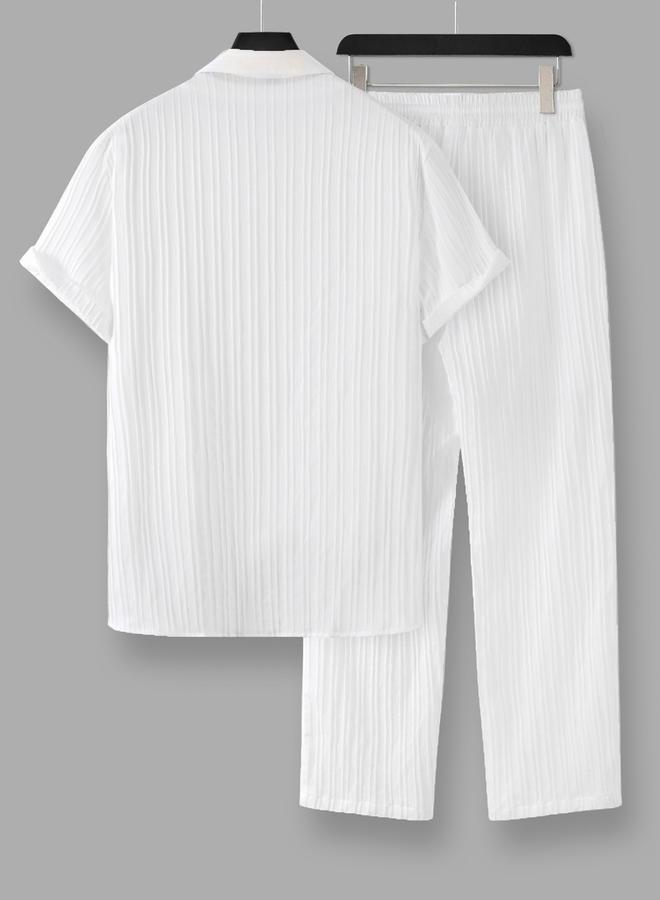 Take Two Solid Short Sleeve Shirt and Pants Co-Ords - Image 2