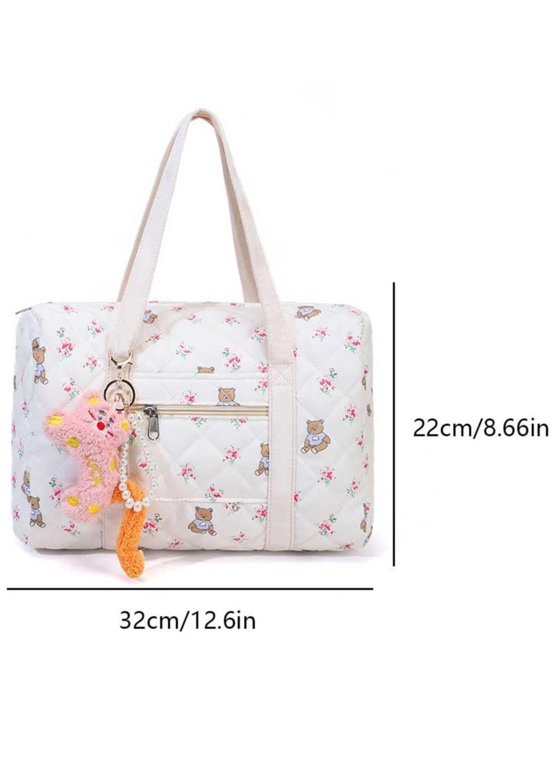 Bebiland Baby Diaper Tote Bag, Stroller Storage Bag, Infant Carriages Diaper Organizer Pouches, Handbag Embroidered Mommy Bag, Travel Tote for Mom, Girls & Boys (Bag with Pendant)  - Image 2