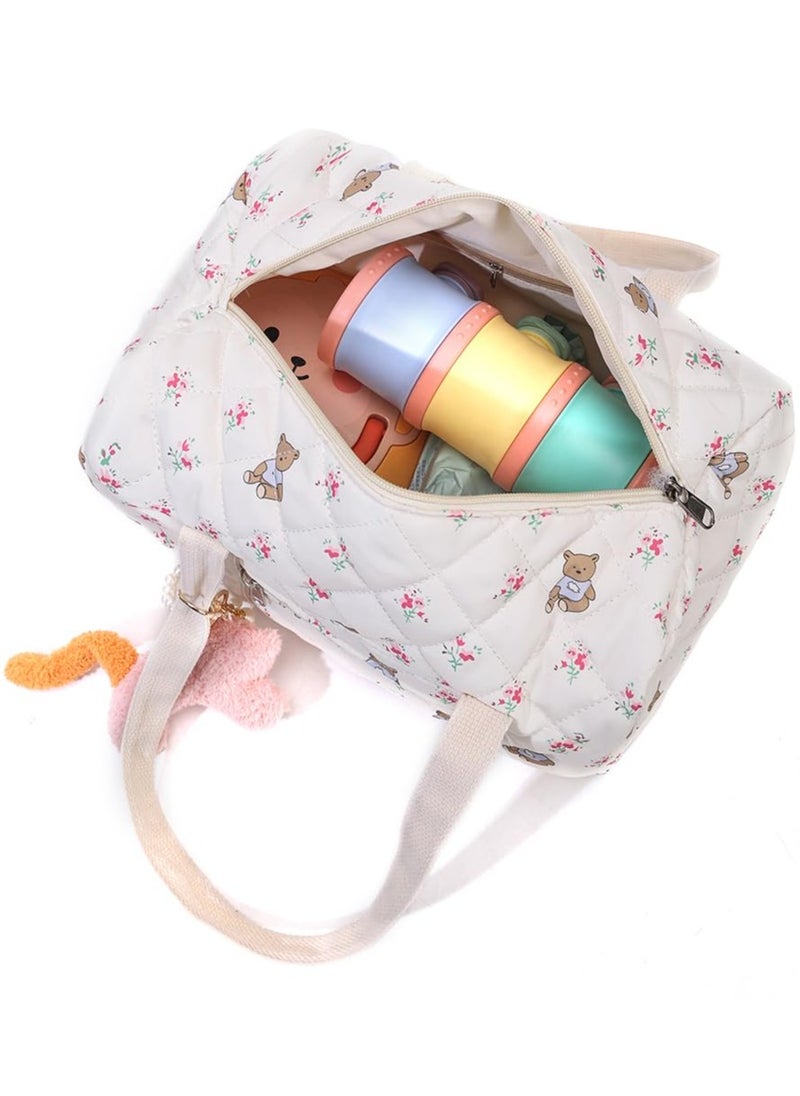 Bebiland Baby Diaper Tote Bag, Stroller Storage Bag, Infant Carriages Diaper Organizer Pouches, Handbag Embroidered Mommy Bag, Travel Tote for Mom, Girls & Boys (Bag with Pendant)  - Image 4