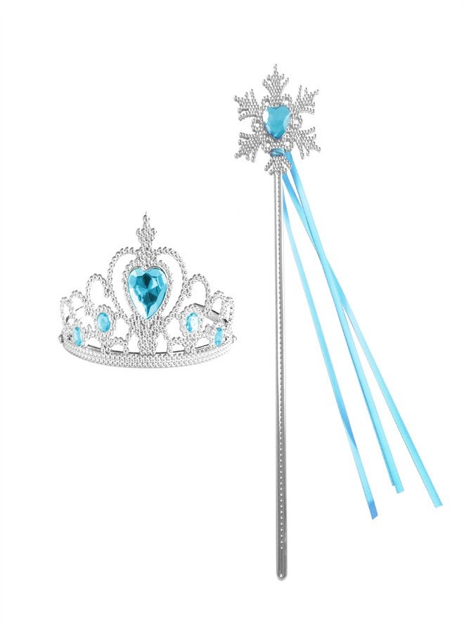 Loquat - hildren's Peach Heart with Diamond MagicCrown Set Princess Jewelry C Stick Blue - Image 1