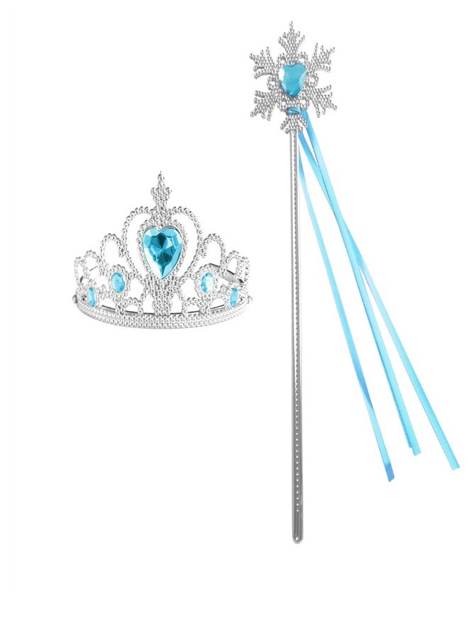 Loquat - hildren's Peach Heart with Diamond MagicCrown Set Princess Jewelry C Stick Blue - Image 1