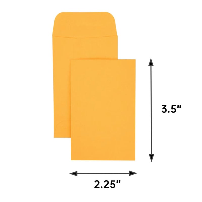 ESSENTIAL #1 120 Piece Coin Envelopes 2.25" x 3.5" with Gummed Flap, Small Parts Envelope for Home and Office Use (Yellow -120) - Image 2