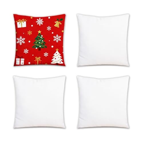 OKBA 4 PCS Christmas Decorations Sublimation Blanks Pillow Cases 16x 16 Christmas Cushion Covers Glossy Satin Pillow Covers Heat Transfer DIY Custom Picture Holiday Pillow Covers - Image 1