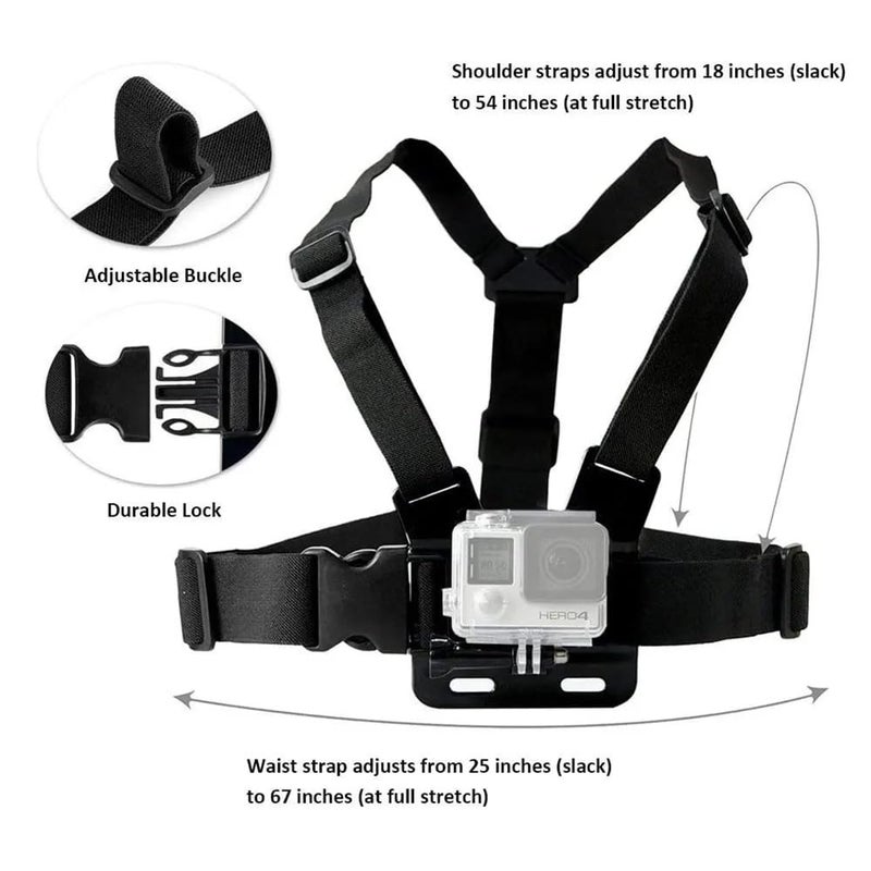 Action Camera Head Strap Chest Strap with Accessories Compatible with Action Cameras - Image 5