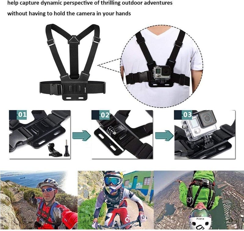 Action Camera Head Strap Chest Strap with Accessories Compatible with Action Cameras - Image 1