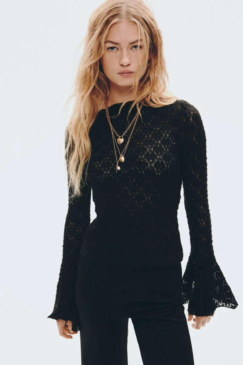 H&M Trumpet-sleeved top