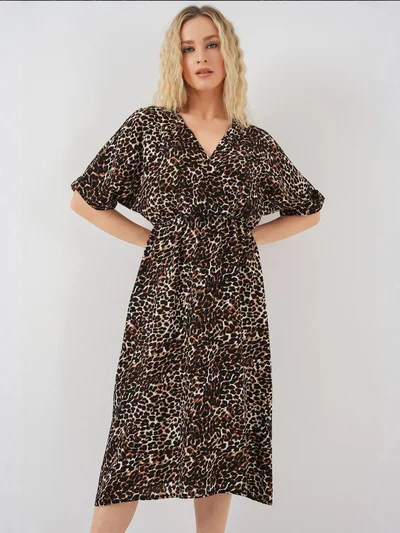 BIG DART BDART V-neck Midi Dress with Drawstring