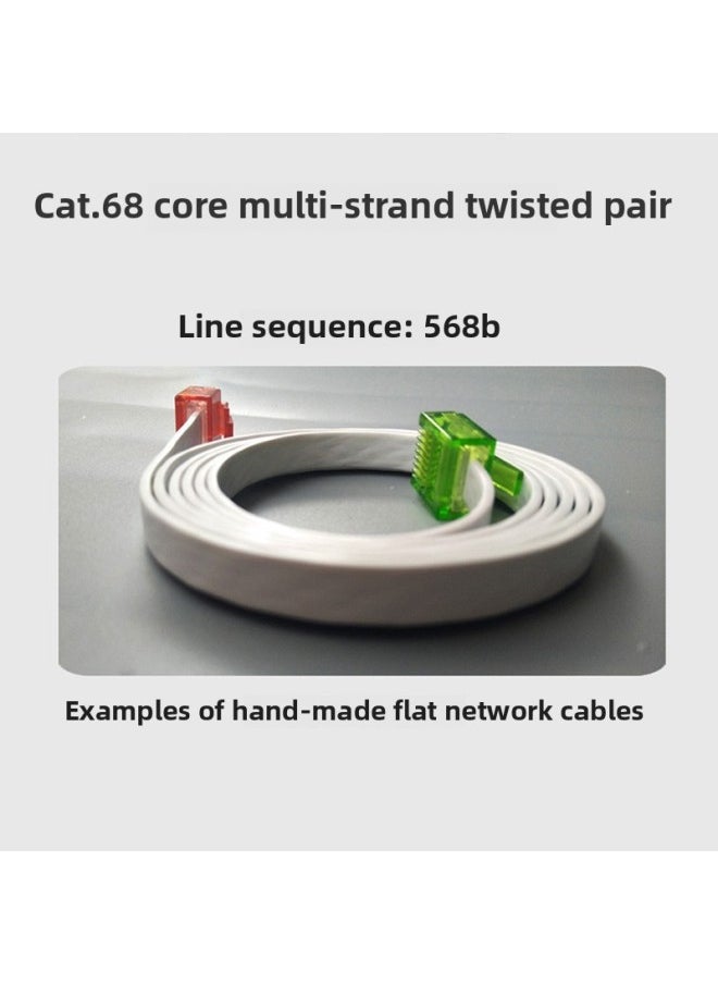 Sanze Six Pure Copper Flat Network Cable Bulk Sale Gigabit CAT.6/8 Core Double Twisted Network Cable Bold 100/500 M-Color:Category 6 Flat Network Cable Oxygen-free Copper Core 32awg Fine White-Line Length:10 M  - Image 5