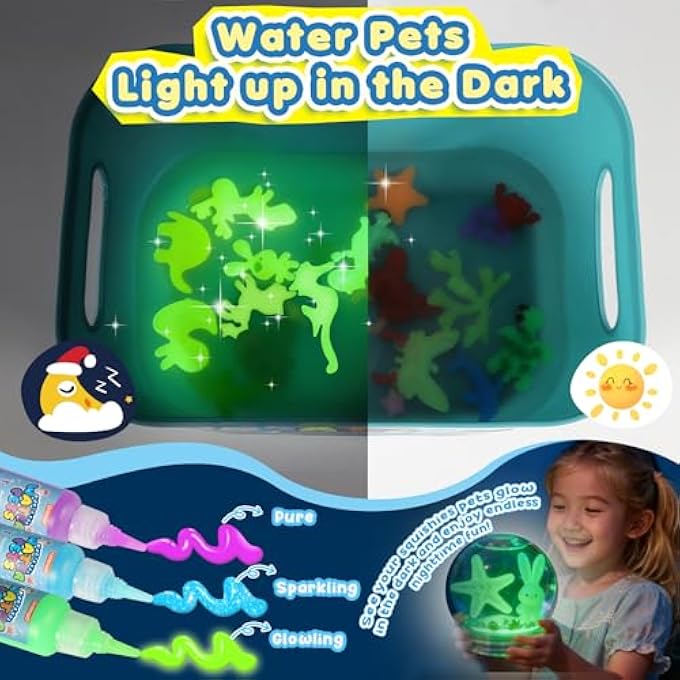 URMYWO Magic Water Elf Toy Kit, Water Gel Kit Pets, 20 Gels & 24 Molds, Make Your Own Squishies Sensory Toys for Kids, DIY Craft Kits, Christmas Stocking Stuffers, 4 5 6 7 8 9 10 Year Old Boy Girl Gifts - Image 4