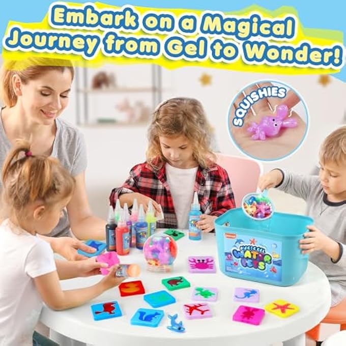 URMYWO Magic Water Elf Toy Kit, Water Gel Kit Pets, 20 Gels & 24 Molds, Make Your Own Squishies Sensory Toys for Kids, DIY Craft Kits, Christmas Stocking Stuffers, 4 5 6 7 8 9 10 Year Old Boy Girl Gifts - Image 5