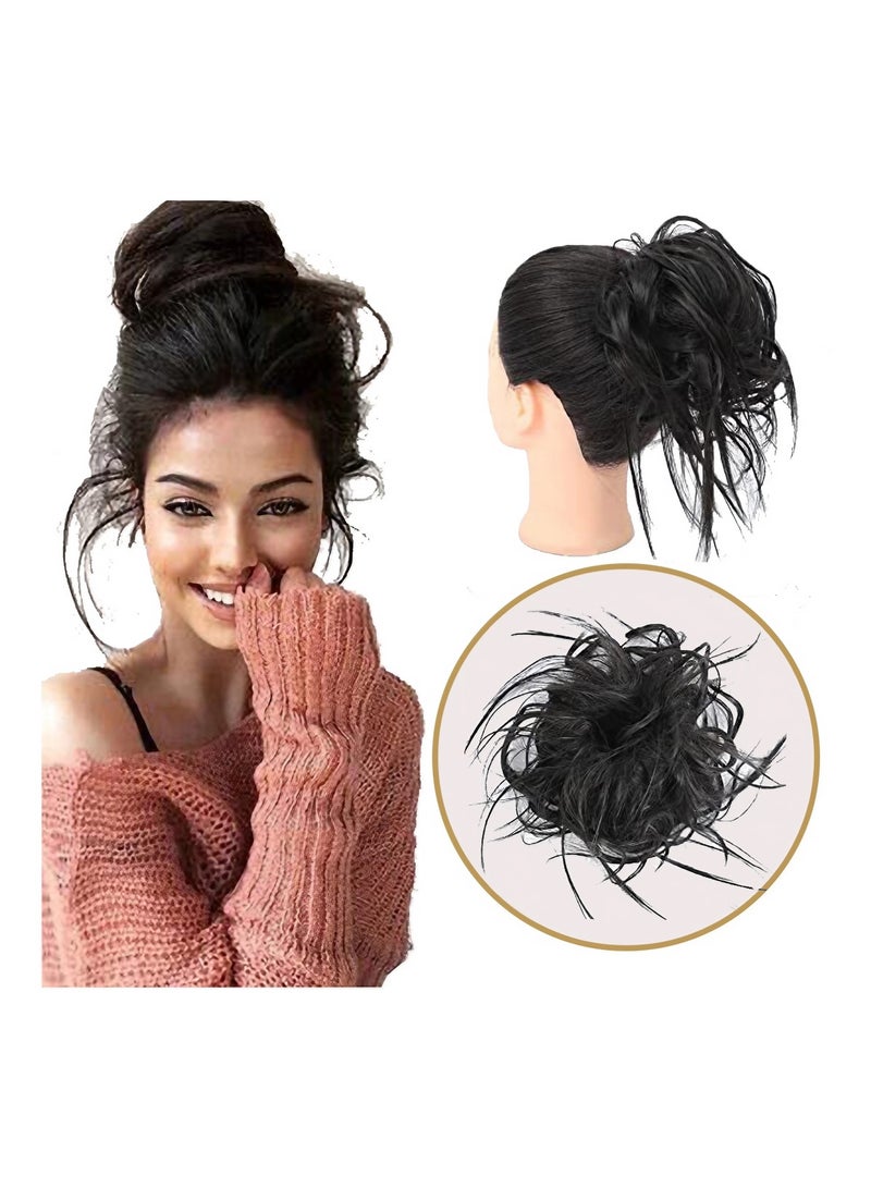 إستيل كعكة شعر كوكتيل فوضوية، وصلات شعر صناعية مرنة ومرنة، قطعة شعر سكرانشيز للنساء، اللون رقم 2 - Image 1