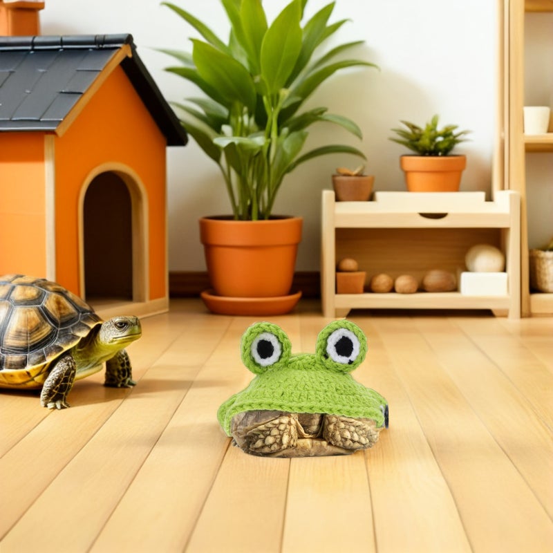 Turtle Sweater - Handmade Frog Designed Tortoise Knitted Sweater With Elastic Strap - Small Animal Turtle Winter Costume Apparel For Pet Photoshoot Holiday Cosplay - Image 3