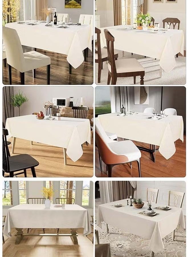 NIBEMINENT 2 Pack Tablecloth (1 PU Leather + 1 Clear Plastic), 140x200 CM, Waterproof Oil-Proof Wipeable Table Cover for Dining Room Kitchen Party - Image 4