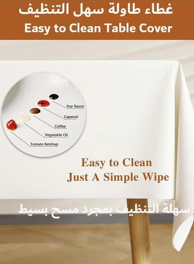 NIBEMINENT 2 Pack Tablecloth (1 PU Leather + 1 Clear Plastic), 140x200 CM, Waterproof Oil-Proof Wipeable Table Cover for Dining Room Kitchen Party - Image 5